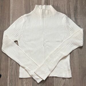 She and Sky Ivory Ribbed Turtleneck Sweater